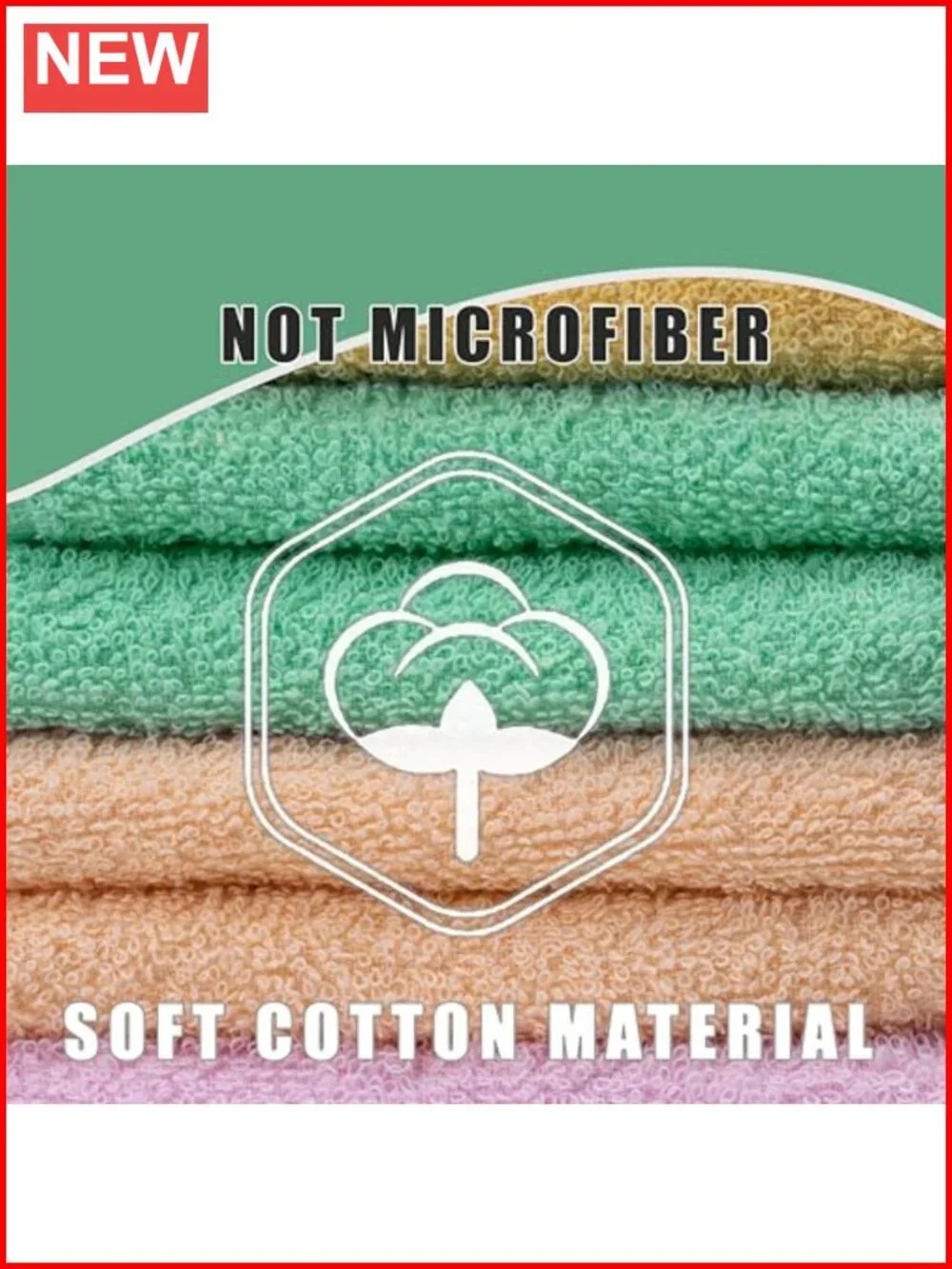 Cotton Terry Washcloths 12x12 Inch Pack of 10 Soft Absorbent